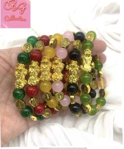 Pi Yao/St.Benedict/Mantra with Multiple Agate Lucky Charm Bracelet