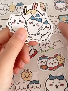 Set Pelekat Hadiah Sticker Gift Box 1 Box 60pcs Chiikawa Cartoon Cute Sticker Collection Scrapbook