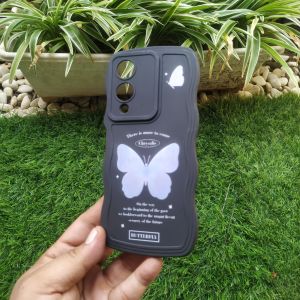 Kesing Vivo y17s 4g softcase Gelombang Black Motif Kupu Kupu Case Casing Cesing Cover Silicone Silikon Lentur