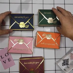 Bronzing Flower Envelope Shape Candy Box Wedding Decorations Birthday Party Favors Packaging Box