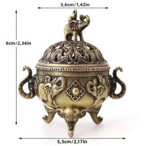Lọ Đốt Trầm Mini Ba Chân Bằng Hợp Kim Cổ Điển Kiểu Rỗng Dành Cho Trầm Hương Dùng Trang Trí Nhà Cửa