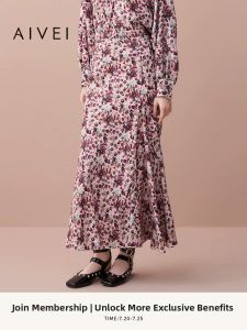 AIVEI | Fall French Artistic Boho Fish-Tail Print Long Skirt