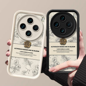 New Phone Case VIVO X200 Pro V40 Pro Y28s Y18 Y18s Y03 Y03t 4G 5G Hot Simple Retro Fashion Sketch Roses 3D Camellia Casing Leather Anti-fall Shockproof Soft Cover 2024