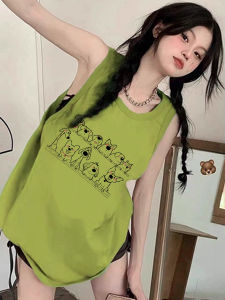 SHUQINGLAI | Pure Cotton Cross-Back Vest Lazy Style Loose T-Shirt