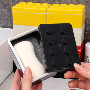 กล่องเก็บบล็อคก่อสร้างสุดสร้างสรรค์1/3ชิ้นกล่องสบู่พกพาสำหรับเดินทางพร้อมกล่องใส่สบู่พลาสติกฟองน้ำพร้อมฝาปิดกันน้ำของใช้ในบ้านและห้องน้ำ