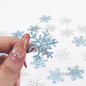 100pcs Silver Blue Snowflake Paper Scraps - Mixed Decor for ChristmasWinter WeddingSnow Parties Birthdays & Festivals.