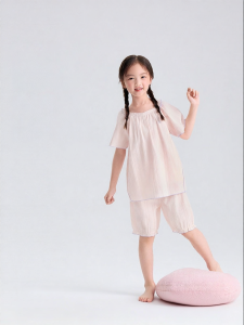 Purcotton | Single Layer Embroidered Cotton Girls Sleepwear Set