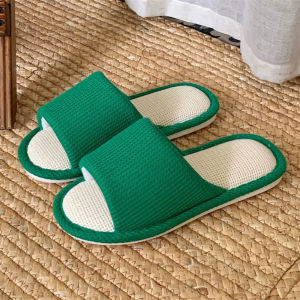 Dép Lười Vải Lanh Cotton Mùa Xuân Hè Cho Nam Nữ Đế PVC Thoáng Khí Thấm Hút Ẩm Thiết Kế Đơn Giản Kiểu Nhật Bản