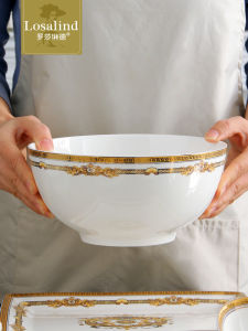 ชามกินซุปแบบจีนสไตล์ยุโรปขนาดใหญ่ ชามกินซุปลายดอกไม้ ชามกินซุปทรงกลม ชามกินซุปแบบอเนกประสงค์