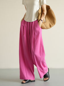 Summer Casual Folded Thin Womens Pants Loose Fit Pure Color Kids Clothing Breathable Air Conditioning Trousers for Mother Daughter