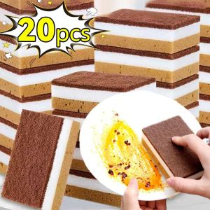 Magic Dish Washing Sponges Double-sided Sandy Fiber Sponge Wipes Kitchen Rust Removal Brush Cleaning Accessories