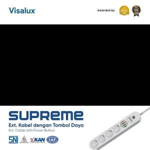 Visalux Kabel Extension with Power Button Supreme (2 Pin) - 4L + Type C + USB A Fast Charging (Stop Kontak Kabel 4 Lubang Colokan Kaki 2 dengan Sakelar Tombol Daya) (VEK5205E-SUP-P10A)