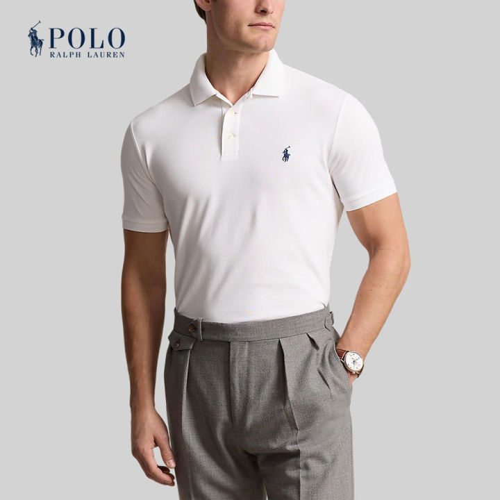 Polo Ralph Lauren เสื้อโปโลผู้ชาย Custom Slim Fit Stretch Mesh