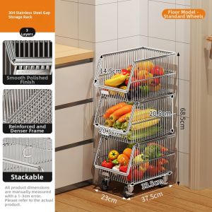 Multilayer Movable Vegetable Storage Rack