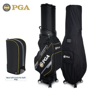 PGM GOLF | Mens Waterproof Hard Shell Golf Bag 4-Wheel Adjustable