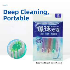 Portable Travel Soft Bristle Toothbrush Disposable No Rinse Mini Cleaning Set Easy to Use Dental Floss Brush for Adult Oral Care