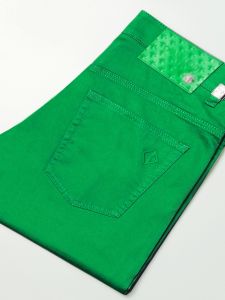 Slim Fit Colorful Green Mens Jeans Elastic Casual Pants Breathable Lightweight Summer New Arrival Youth Fashion Cotton Blend