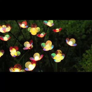 1PC 6Head Solar LED Light With Colorful Flowers And White Spherical Shapes Suitable For Garden Courtyard And Lawn Decoration
