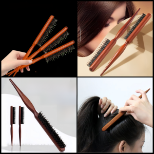 New Three Row Bristle Hair Comb Pig Tail Comb with Teeth Small Size Makeup Mirror Hair Brush Personal Care Cleaning Tools
