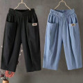 QIAOXIZI | Summer Lightweight Cotton Linen Casual Loose Pants for Women with Elastic Waist. 