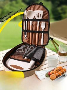 Outdoor Ceramic Kitchen Knife Set Portable Fruit Knife Camping Picnic Essential Tool Set Stainless Steel Camping Gear