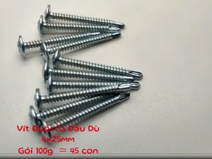 Vít Đầu Dù Đuôi Cá Tự Khoan 4x25mm Gói 100g ≃ 45 Con Vít Tự Khoan Chuyên Dùng Bắt Gỗ Tôn Sắt Nhôm