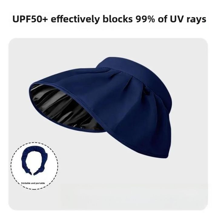 Womens%20Summer%20Sun%20Protection%20Hat%20Foldable%20Shell%20Cap%20Black%20Glue%20Empty%20Top%20Anti-UV%20Hairband%20Face%20Covering%20Spring%20Season%20-%20Image%206