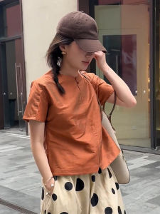 Korean Style Silk Shirt Women Summer New Loose Fashionable Elegant Top Stand Collar Short Sleeve Commute Regular Fit Solid Color