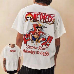 เสื้อยืดวันพีซผู้ชายลายมังกี้ ดี ลูฟี่ ลายอนิเมะ สำหรับฤดูร้อน ฤดูใบไม้ร่วง เด็กผู้ชาย เด็ก เสื้อแขนสั้นทรงหลวม สไตล์พ่อแม่ลูก