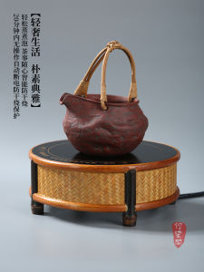 Mini Purple Bamboo Charcoal Stove Handwoven Bamboo Tea Brewer Electric Ceramic Stove Temperature Tea Brewing Home Use Small Bamboo Tea Stove