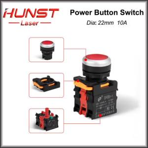 Hunst 22mm High Quality Silver Contact Fixed Self-Locking Push Button Switch for Laser Marker and CO2 Laser Cutting Engraver.
