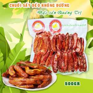 Chuối sấy dẻo đặc sản Quảng Trị 500g - Chuối sấy dẻo không đường dẻo dai tự nhiên sấy nguyên trái vị ngọt dịu thơm