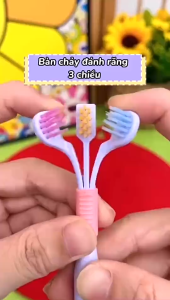 BÀN CHẢI ĐÁNH RĂNG 3 MẶT CHO BÉ | COMBO 2 CÂY LÔNG SIÊU MỀM | ĐẦU NHỎ CÓ VỆ SINH LƯỠI TAY CẦM CHỐNG TRƯỢT CHO TRẺ EM