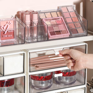กล่องเก็บเครื่องสำอางสำหรับตั้งบนโต๊ะในเครื่องสำอาง ชั้นวางเครื่องสำอางหลายชั้น กล่องเก็บของในตู้ห้องน้ำแบบเรียบง่ายและทันสมัย