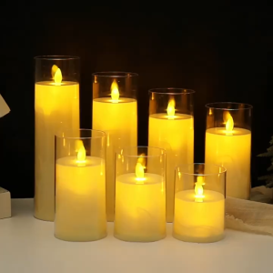 Led Glass Candle Flameless Candle With Glass Cover for Home Wedding Party XMAS Decorations
