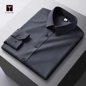 Menyesuaikan baju Formal lelaki panjang panjang perak perak Slim Fit kerja korea lelaki putih kasual saman baju 2024 musim bunga musim luruh M-5XL