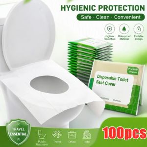 100pcs Flushable Travel Disposable Toilet Seat Covers for Adults Kids Training Toilet Covers Portable Disposable Toilet Seat Cover Travel Camping Hotel Bathroom Accessories Degradable Waterproof Soluble Water Toilet Mats