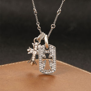 C&H สร้อยคอไม้กางเขนกลวงสำหรับผู้หญิง S925เงินสเตอร์ลิงสร้อยคอคู่รักหวานและเท่พร้อมโซ่คอเพชรส่วนบุคคลเป็นของขวัญที่วันวาเลนไทน์สำหรับเด็กผู้หญิง