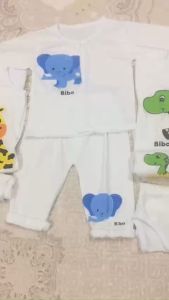 Combo5 bộ quần áo dài tay cotton cúc giữa thời trang hè thu trẻ em bé trai bé gái 3-15kg