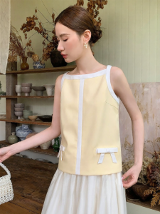 XXNING | French Contrast Color Bow Striped Ladies Top