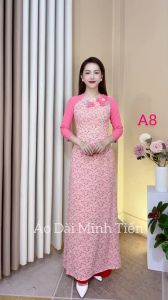 Áo Dài Hoa Nhí Chất Liệu Lụa Hàn Châu Cao Cấp Hàng May Thủ Công Tỉ Mỉ - Mã A8