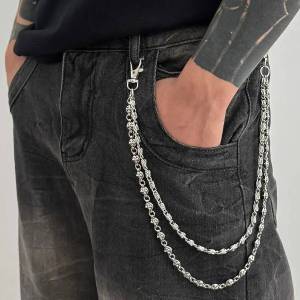 IngeSight.Z HipHop Doublelayer Irregular Keychain Wallet Belt Chain Men Punk Trousers Hipster Pant Jean Chain Jewelry Accesories