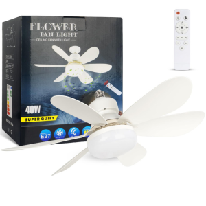 GEEK 6 blade E27 lamp cap Ceiling fan Modern design 3 colors silent 3 speed wind 2 in 1 Multi-function remote control LED fan light Multi-mode adjustable night fan lighting