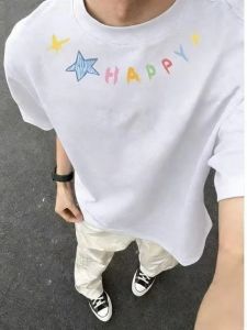 PAZHAOLANG | Big Size Loose Star and Letter Print T-Shirt
