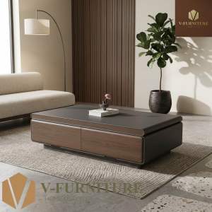 (Hàng nhập khẩu) Bàn trà đơn Sofa phòng khách YUGEN mặt kính cẩm thạch cốt gỗ MDF sang trọng BN-30