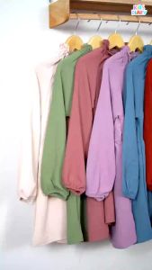 Tunik Anak Perempuan Leher Turtle Crinkle Polos Zetta Tunik 1-10 Tahun