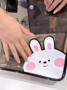 Transparent PVC Handbags for Women Swimming Bag Waterproof Beach Bag Portabe Cute Rabbit Tote Bags Thick Plastic Wash Bag