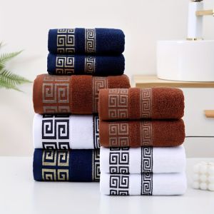 2pcs Bathroom Towel Sets 100% Cotton Embroidered Bathroom Towel Christmas Gift Sport Towel Sets Home Hotel Use 수건 세트 White Black