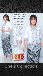 Atasan Kebaya Bordir Modern Citra Bahan Silk Korea Premium Lengan 3/4 & Pendek Warna Putih Gading