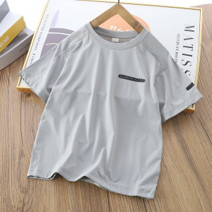 Boys Short Sleeve T-Shirt Ice Silk Sports Top Breathable Quick Dry Summer Childrens Clothing Nylon Fabric round Neck Print Design